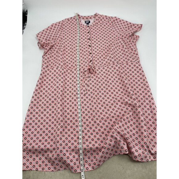 Lands' End Womens Plus 3X Button Front Short Sleeve House Dress Pink Floral - Picture 9 of 9